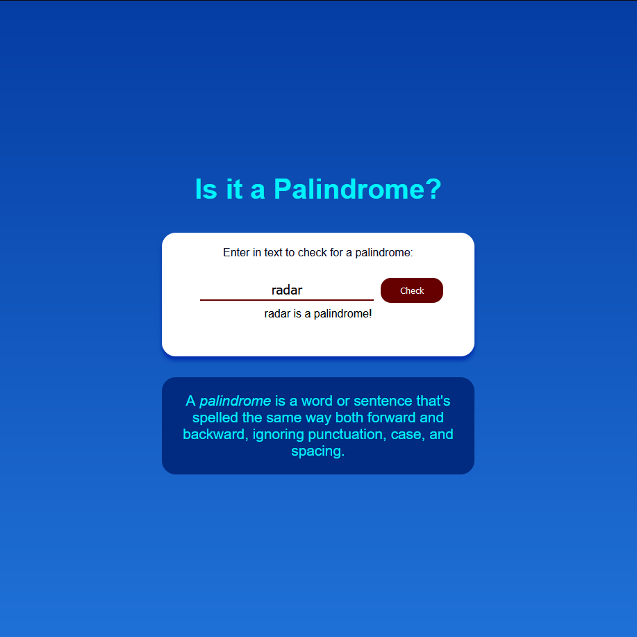 Palindrome checker web app